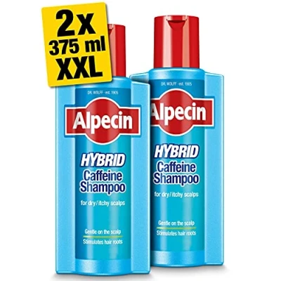 Image of Alpecin Hybrid Shampoo 2x 375ml Natural Hair Growth for Sensitive and Dry Scalps Energizer Strong Care Men Made in Germany