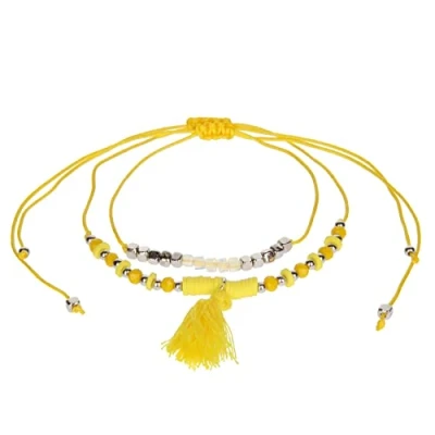 Image of Stands Out, Supplying Outstanding Gifts Aloha Girls Womens Yellow Beaded Anklet Ankle Bracelet Adjustable Beach Bead Foot Jewellery