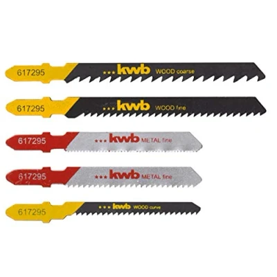 Image of kwb 617295 5 Piece Combination Set (HSS and HCS Saw Blades) for coarse, Curve cuts in Wood fine Metal with T Shank S 20 / Single