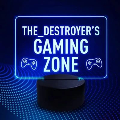 Image of Red Ocean Gamer Tag Sign Personalised GAMING ZONE Plaque Birthday Christmas For Son