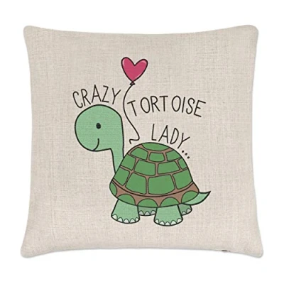 Image of Gift Base Crazy Tortoise Lady Linen Cushion Cover