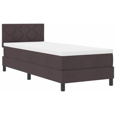 Image of Box Spring Bed with Mattress Dark Brown 80x200 cm Fabric Vidaxl