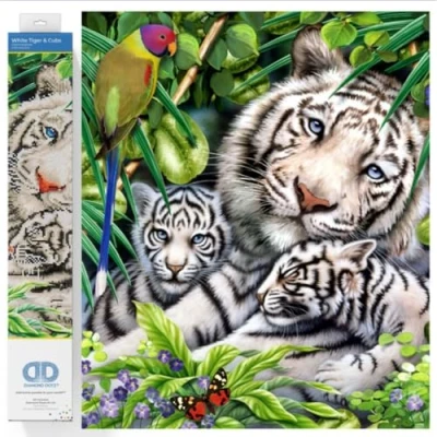 Image of DIAMOND DOTZ Painting Kit: White Tiger &amp; Cubs