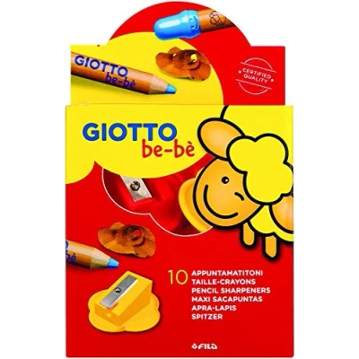 Image of GIOTTO be bè Colouring Pencils and Wax Crayons Kids Sharpener, 10 Pieces, Ideal for School &amp; Home