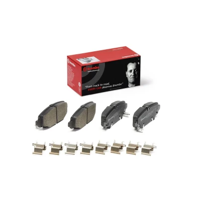 Image of 68385238AA, 68385238AB, 68385238AC, K68385238AA Brake pad set BREMBO P 37 026 with acoustic wear warning anti squeak plate accessories