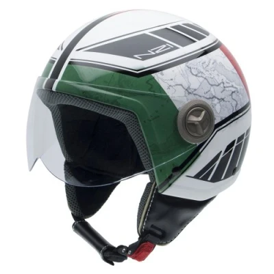 Image of NZI 050004G622 Vintage II Forza Open Face Motorcycle Helmet, Italian Flag Detail, L