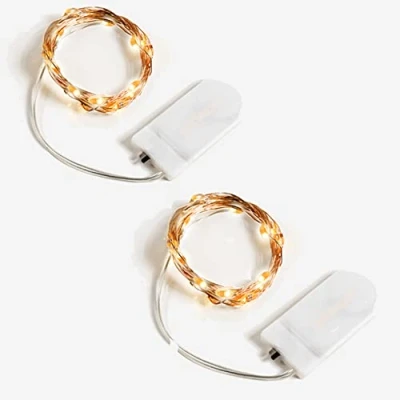 Image of LAC 2 Fairy Lights Battery Operated 6,56ft with 20 Mini Led Powered Christmas String Indoor (Batteries Included)