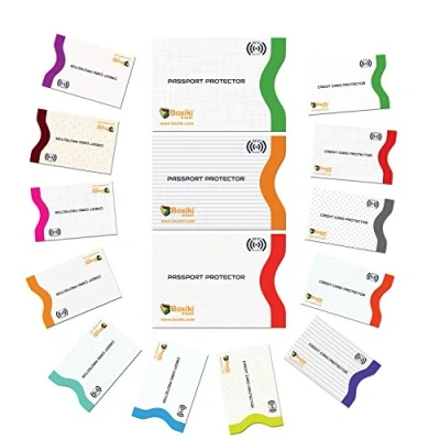 Image of Boxiki Travel RFID Blocking Sleeves, Set with Color Coding Identity Theft Prevention Envelopes and Passport Covers