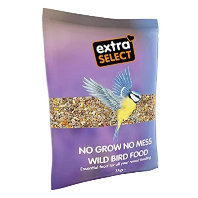 Image of Extra Select No Grow, Mess Bird Seed Mix for Wild Birds: All Season Food, 100% Edible, Waste Formula Birdseed 1kg