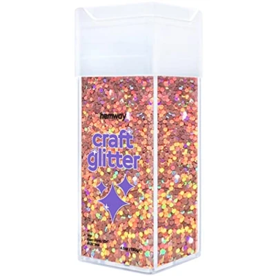 Image of Glitter for Craft Shaker Rose Gold Holographic Resin Tumblers Cards Christmas Jewellery Candle Super Chunky Nail Face Cosmetic 110g / 3.9oz