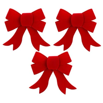 Image of Christmas Concepts® Pack Of 3 10cm Luxury Bows Accessories Tree Decorations (Red Velvet)