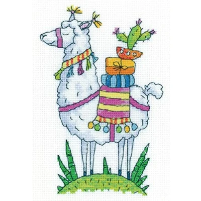 Image of Heritage Crafts Cross Stitch Kit Llama (Aida)