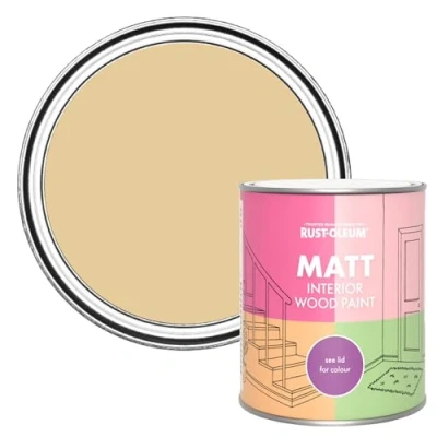Image of Rust Oleum Yellow Interior Wood Paint in Matt Finish Sandstorm 750ml