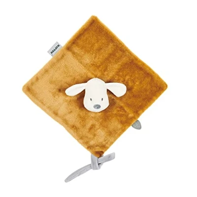 Image of Nattou Comforter Doudou with Ties, 40 x cm, Cuddly Snuggle Blankie, Security Blanket, 100 Percent Super Soft Polyester, Machine Washable, PETA Approved Vegan, Vanilla Charlie the Dog, Caramel