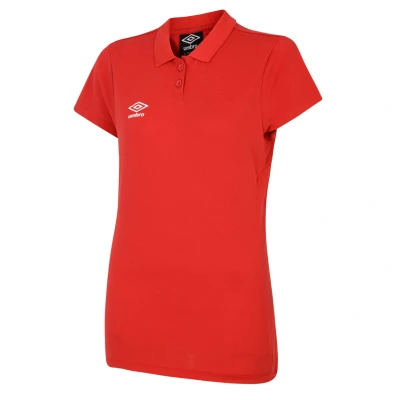Image of Umbro Womens/Ladies Club Essential Polo Shirt (Vermillion/White) Red Size 16 UK