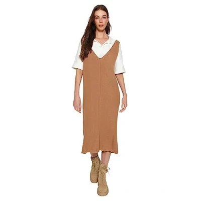 Image of Trendyol FeMan Shift Regular fit Knitwear Dress,Beige,M