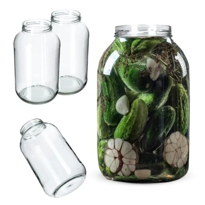 Image of KADAX Glass Jars 4 L, Large with Wide Mouth for Preserving, Pickling and Fermenting, Storage Pickles Sauerkraut (Set of 2, Without Lids)