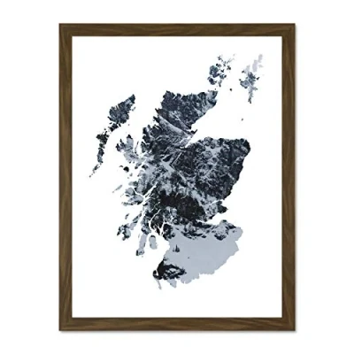 Image of Scotland Map Mountains Large Framed Art Print Poster Wall Decor 18x24 inch