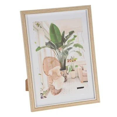 Image of White Trim Wooden Photo Frame A4 Freestanding Single Aperture Picture Wall Mounted Tabletop