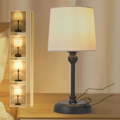 Image of YOIZO Rechargeable Cordless Table Lamp, 6000mAh Battery Operated Lamp Indoor with Stepless Dimmable, Bedroom Touch Bedside Lamps for Living Room Black(with LED Bulb)