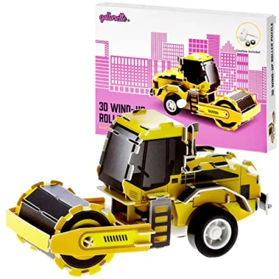 Image of qollorette Wind Up Toy Vehicle, Assemble 3D Puzzle Roller Construction Truck Kids Learning Educational Building Mini Pull Back for Children Boys &amp; Girls