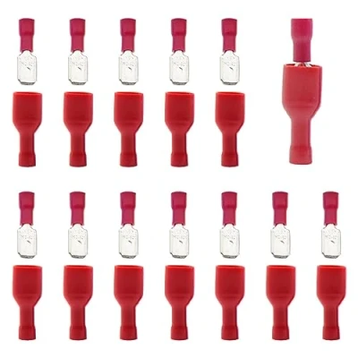 Image of Yosawo 100 Pieces Male Female Spade Connectors Insulated Quick Splice Wire Crimp Terminal 22 16 AWG Red（PGMH)