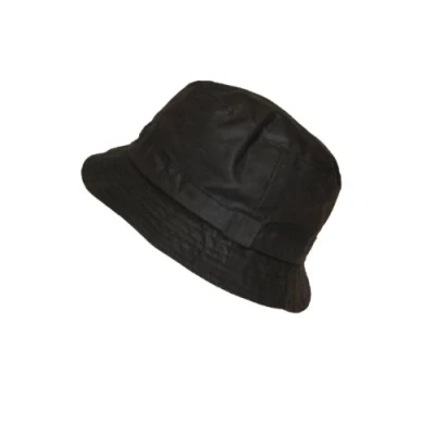 Image of DH Cotton Oil Waxed Bush Wax Bucket Hat with Tartan Lining Brown