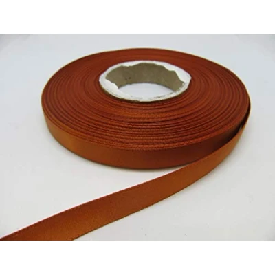 Image of 1 roll of 10mm Satin Ribbon x 25 metres Copper Dark Gold Double Sided 10 mm 1cm