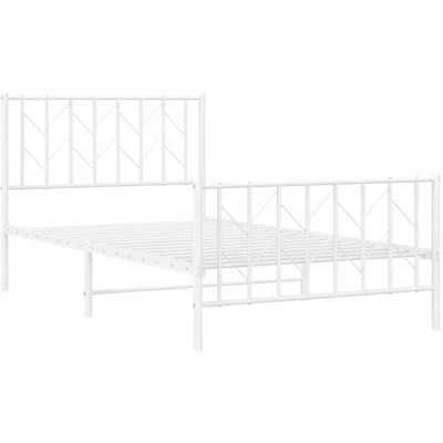 Image of vidaXL Metal Bed Frame without Mattress with Footboard White 100x200cm