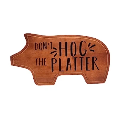 Image of Boxer Gifts Don&#039;t Hog The Platter Charcuterie Boards Wooden Serving Board &amp; Cheese Cute Pig Themed Housewarming for New Home Or Wedding Presents Couple