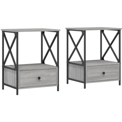 Image of vidaXL Bedside Tables 2 pcs Grey Sonoma 50x41x65 cm Engineered Wood