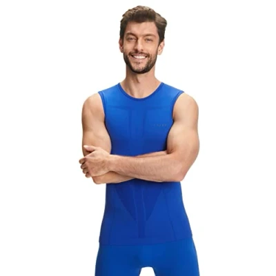 Image of FALKE Men&#039;s Warm M S/L SH Functional Yarn Quick Dry 1 Piece Base Layer Top, Blue (Yve 6714), S