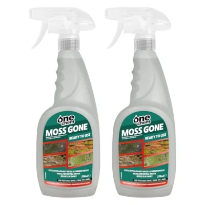 Image of One Chem Moss Gone Killer, 2 x 750 ml, For Paths, Patios, Roofs, Walls, Tarmac, Gravel