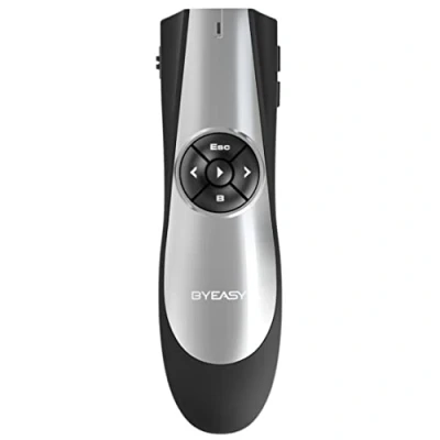 Image of BYEASY Presentation Clicker for Powerpoint, Wireless Presenter Remote Control with Volume Teaching Presentations Speech School Assemblies and etc Green Laser