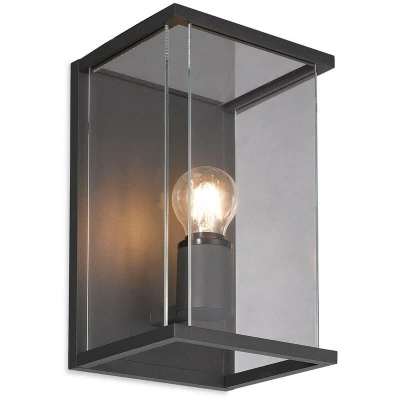 Image of Carlton 1 Light Outdoor Wall Lantern Graphite, Clear Glass IP54, E27
