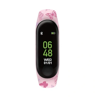 Image of Tikkers Series 1 Printed Pink Butterfly Silicone Strap Kids Smart Watch