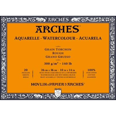 Image of Arches Watercolour Block, 300 GSM, Rough, 26 x 36 cm, Wood, White