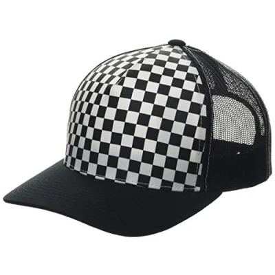 Image of Flexfit Checkerboard Retro Trucker Cap, Size: One Size, Black/white