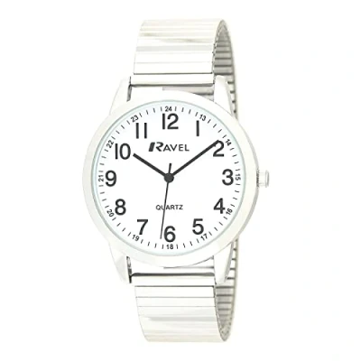 Image of Ravel Mens Everyday Quartz Watch with Dotted Minute Track on Stainless Steel Expander Bracelet (36mm case) R0232.21.1 Silver Tone