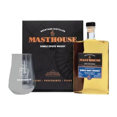 Image of Masthouse Glass Gift Single Malt Pot &amp; Hybrid Column Whisky 45% ABV 10cl and Tasting Perfect Sets for Men, Boyfriend Gifts Him, Secret Santa, Christmas