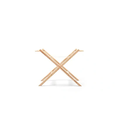Image of The Little Green Sheep Folding Moses Basket Stand Natural Beech Wood