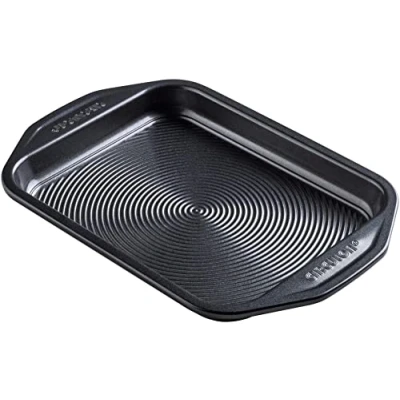 Image of Circulon Ultimum Small Baking Tray Non Stick Oven Tray, Durable Carbon Steel, Freezer &amp; Dishwasher Safe Bakeware, Black, 29.2 x 19.8 2.5cm