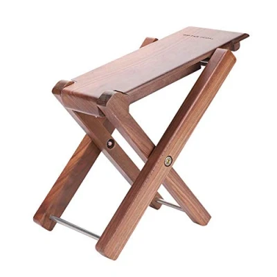 Image of Wooden Guitar Foot Stool, Folding Adjustable Rest Stool Pedal Stand for Guitarist Accessory