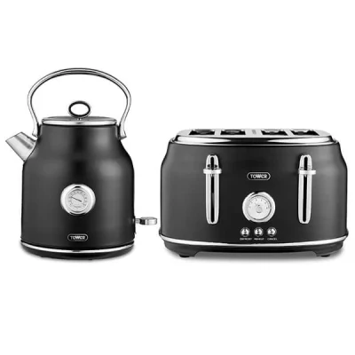 Image of Tower Renaissance Kettle and 4 Slice Toaster Black