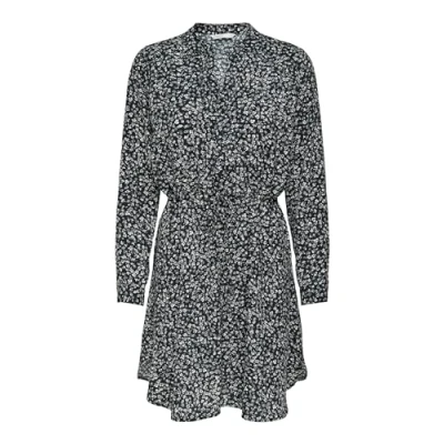Image of ONLY Women&#039;s Onlcory L/S V Neck Tunic WVN Noos Blouse, Blackaop: Maria White Grey Ditsy, M