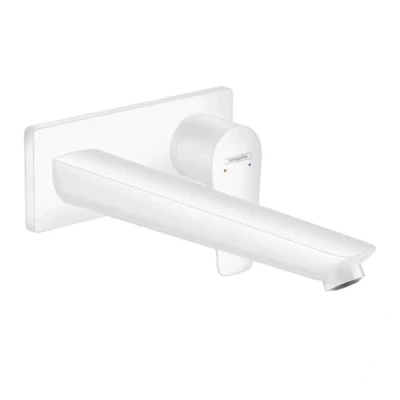Image of hansgrohe Talis E Flush Mounted Tap with Spout Length 225 mm for Wall Mounting Matte White