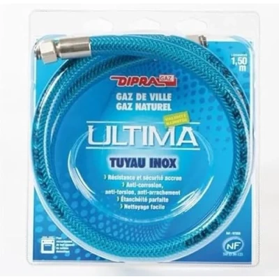 Image of Dipra 73150 Stainless Steel Flexible Hose for Natural Gas, Length 1.50m