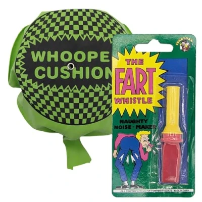 Image of ihoot Self Inflating Whoopee Cushion &amp; Fart Whistle 2 in 1 Bundle Party Bag Fillers for Kids, Stocking Kids Prank Kit Boys