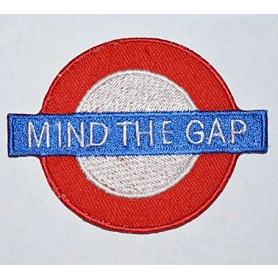 Image of London Tube Train Mind The Gap Logo Iron on Sew Embroidered Patch