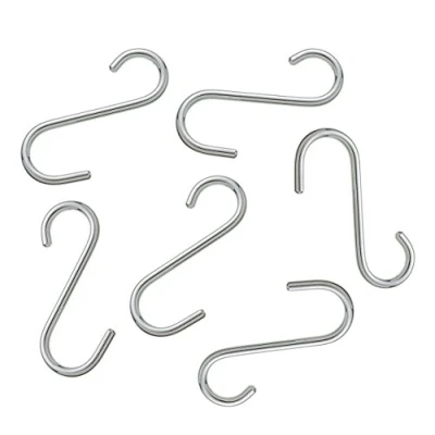 Image of KitchenCraft S Hooks, Chrome Plated Metal, Small (5.5 cm), Pack of 6